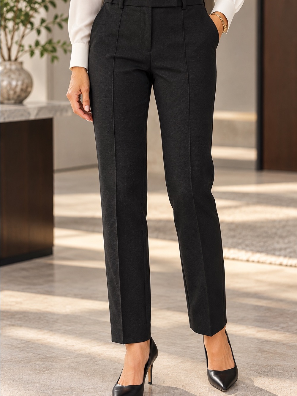 Theory Classic Black Tailored Women's Stetch Dress Pants w/Front Pleat - Picture 2 of 13